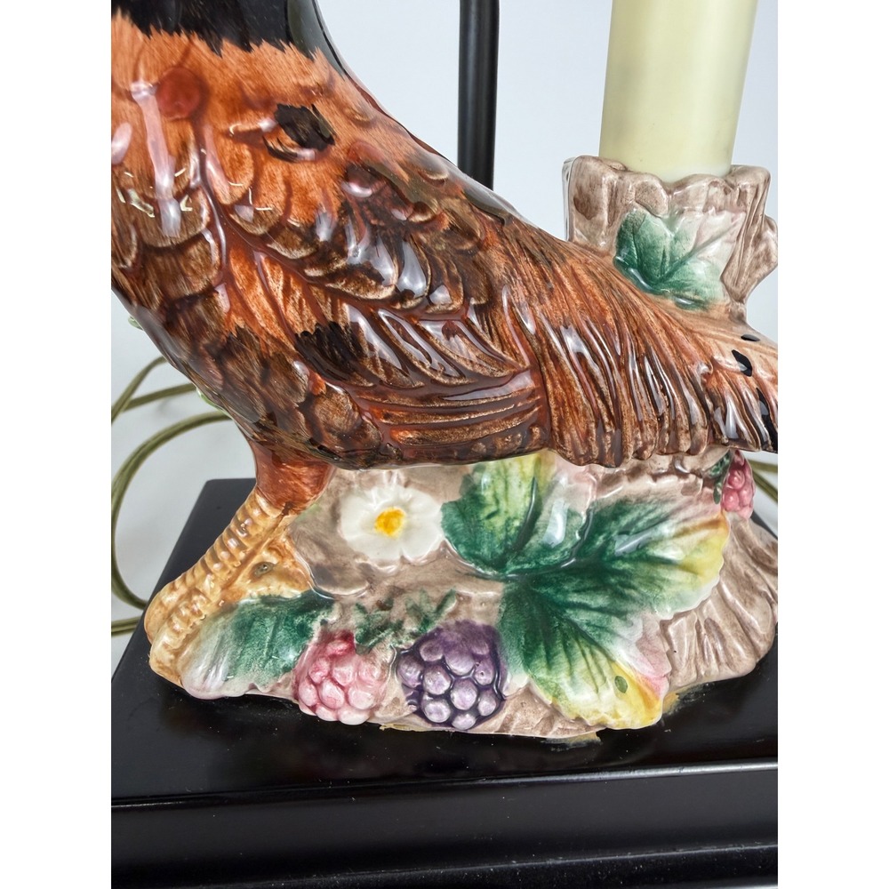 Fitz and Floyd Table Lamp Frederick Cooper Pheasant Vintage Ceramic Brass - Picture 3 of 16